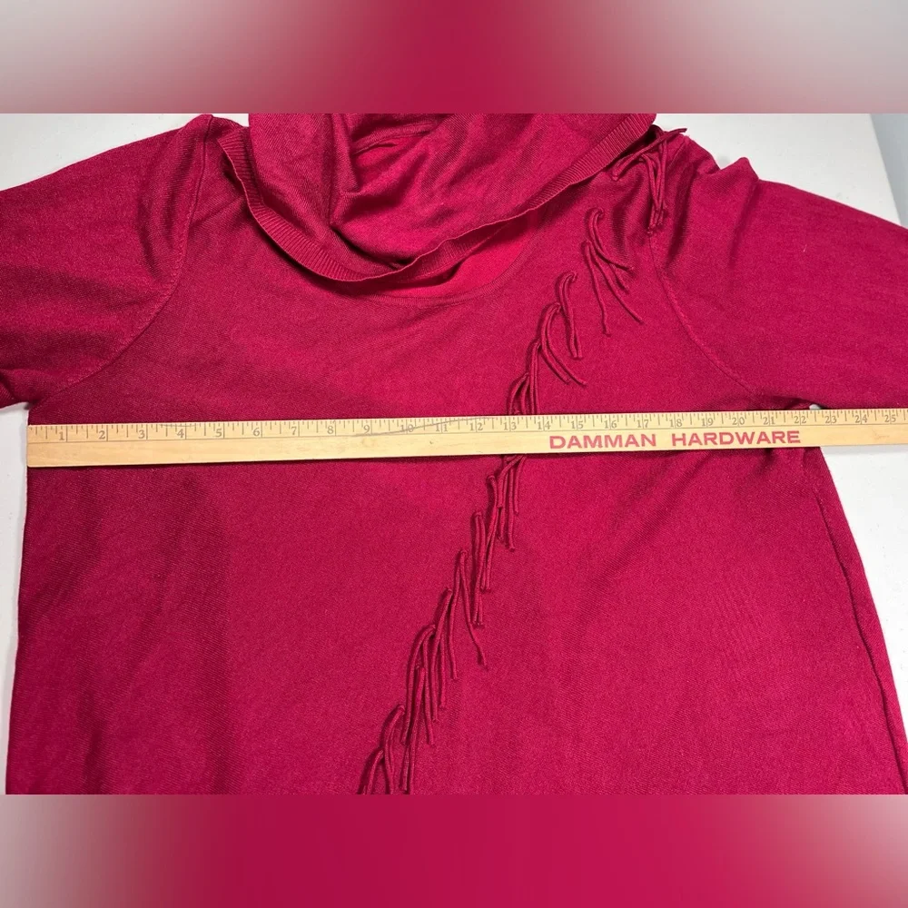 Lee Burgundy Women's Sweater with Fringe Detail, Size 1X - Picture 7 of 11
